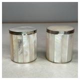 PAIR BEAUTIFUL MOTHER of PEARL LIDDED JARS