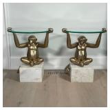 PAIR WEST ELM BRONZE MONKEY TABLES