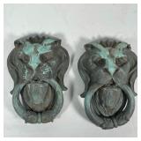 PAIR CHASED BRONZE LION