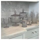 (6pc) STUNNING "TALLY-HO" PRESSED GLASS