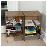 PAIR GOLD PAINTED WIREWORK SHELVES