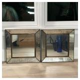 PAIR BEVELED GLASS SQUARE MIRRORS