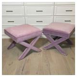 PAIR JONATHAN ADLER PURPLE VELVET STOOLS