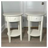 PAIR POTTERY BARN ROUND END TABLES