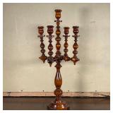 TURNED WOODEN CANDELABRA