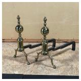 EARLY 19th CENTURY AMERICAN BRASS ANDIRONS
