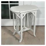 WHITE PAINTED CARVED WOOD SIDE TABLE