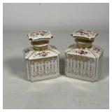 PAIR PAINTED PORCELAIN JARS