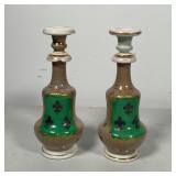 PAIR PAINTED PORCELAIN BOTTLES