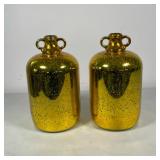 PAIR GOLD GLASS JUGS