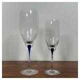 ORREFORS BLUE BLOWN GLASS STEMWARE