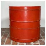 ORANGE LEATHER WRAPPED LOW TABLE