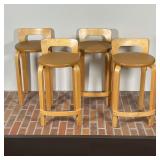 (4pc) MID CENTURY BENTWOOD STOOLS