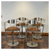 (4pc) MID CENTURY STEEL BARSTOOLS