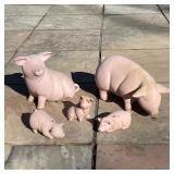 PAINTED PORCELAIN PIG FAMILY