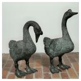 PAIR CHASED METAL DUCKS