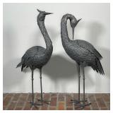 PAIR SCULPTED TIN STORKS