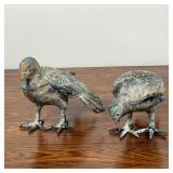 PAIR PATINATED METAL PIGEONS
