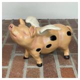 PAINTED CAST IRON FLYING PIG