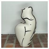 PAINTED POTTERY FEMALE FIGURE VASE