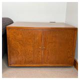 LEATHER TOPPED SIDE CABINET