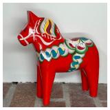 NILS OLSSON PAINTED CARVED HORSE