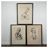 (3pc) ART PRINTS of CHARCOAL DRAWINGS