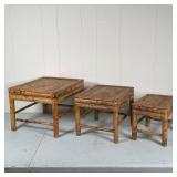(3pc) RATTAN MINI TABLES