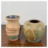 PAIR ABSTRACT EARTHENWARE VASES
