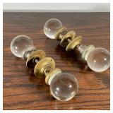 TWO SETS ANTIQUE GLASS DOOR KNOBS