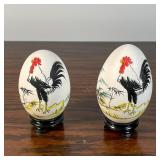 PAIR OF PAINTED EGG SHELL ART