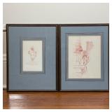 (2pc) FRAMED DRAWINGS