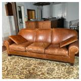 HENREDON BROWN LEATHER SOFA