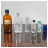 (6pc) APOTHOCARY & OTHER BOTTLES