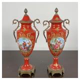 PAIR FRENCH PORCELAIN URNS
