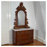 MARBLE TOP DRESSER & MIRROR