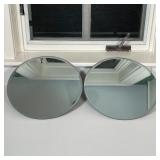 PAIR ROUND BEVELED MIRRORS