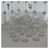 (17pc) SET ETCHED WINE GLASSES