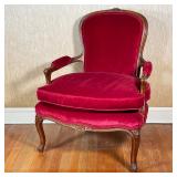 RED VELVET BERGERE CHAIR