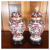 PAIR ITALIAN LIDDED JARS