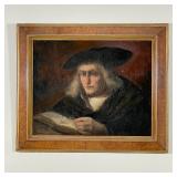 MAN READING BOOK OIL PAINTING