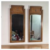 PAIR BURL WOOD MIRRORS