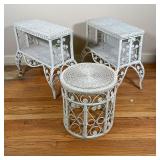 (3pc) WHITE WICKER FURNITURE