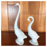 PAIR SPANISH PORCELAIN SWANS