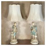 PAIR ITALIANATE FIGURAL LAMPS