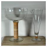 (2pc) CANE WRAPPED BLOWN GLASS
