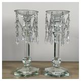 PAIR CRYSTAL BEAD CANDLESTANDS