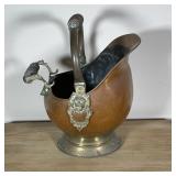 BRASS LION COAL SCUTTLE