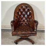 ANTIQUE TUFTED LEATHER DESK CHAIR