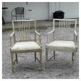 PAIR GRAY PAINTED ARMCHAIRS